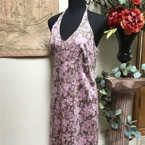 J. Crew Floral Halter Dress in Pink and Tan